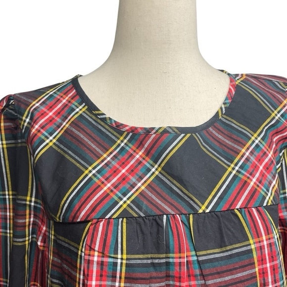 J. Crew Tartan puff-sleeve top in stretch poplin Size Medium - Picture 4 of 13
